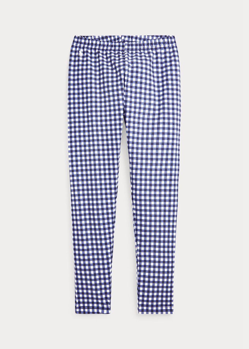 Pantalones Ralph Lauren Niña 7-14 Años Gingham Stretch Jersey Legging Chile Azules EYRTI-9615